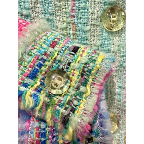 Balmain Paris Pastel Multicolor Tweed Cropped Jacket Wool Blend IT 44 / US 8 - Picture 4 of 7